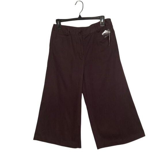 NWT Larry Levine Capris Women's 8 Chocolate Stretch Mid Rise City Comfort Career - Picture 1 of 15